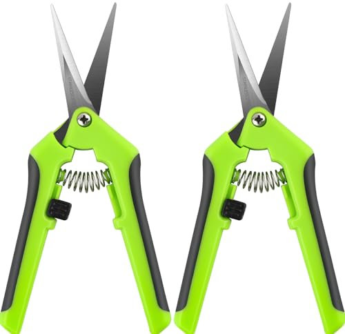 Lot de 2 ciseaux ergonomiques à ressort avec lames en acier inoxydable, verrouillage coulissant et poignées antidérapantes, ciseaux multi-usages, outils de scrapbooking