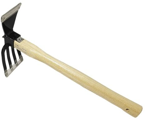 KOBONA Handgrubber mit Holzgriff, Garten-Handrechen-Werkzeug, Mini-Hacke und Grubber, Garten-Handhacke und Bodenfräse zum Graben, Jäten, Gartenarbeit und Kultivieren