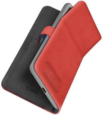SBS Custodia a libro universale per smartphone fino a 6.8, custodia book, cover a libro, rosso