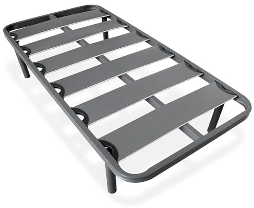 Homey - Somier Reforzado de Láminas Anchas, Anti - Ruido, Estructura 40x30 mm con Juego de Patas Roscadas, Fuerte y Resistente 90x200
