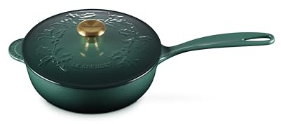 Le Creuset Enameled Cast Iron Holly Collection Saucier, 2.25 qt., Artichaut with Gold Knob