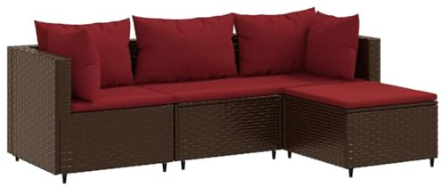 vidaXL Loungegrupp för trädgården med dynor 4 delar konstrotting brun, soffgrupp för trädgård, loungegrupp, loungegrupp för trädgård