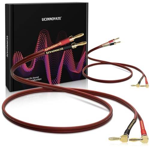 UCINNOVATE 2 Pack 14 AWG Lautsprecherkabel mit Bananensteckern, HiFi OFC 3m / 9.8FT Lautsprecherkabel mit vergoldeten rechtwinkligen Bananensteckern zu Audiokabel für Audiophile