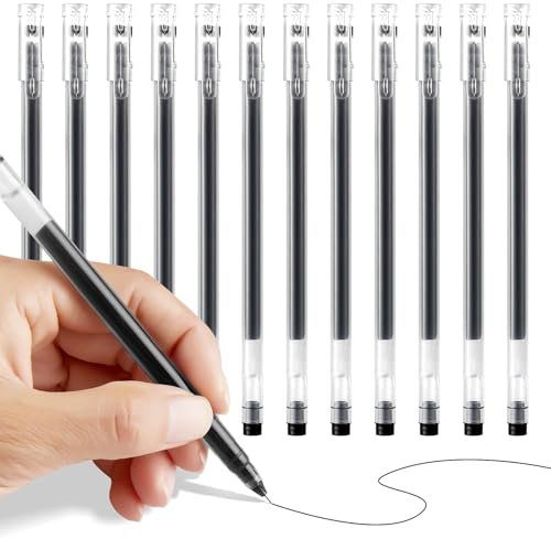 Casbomy 12 penne gel extra fini da 0,5 mm, penne gel nere, ad asciugatura rapida, penna a sfera per la scuola giapponese, per cancelleria