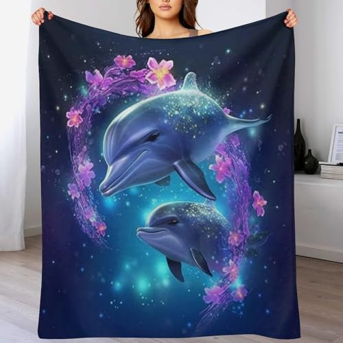 AAPZY Delfin Flanell Fleece Decke, Kuscheldecken, Superweiche Leichte Flannel 3D Für Couch Bett Flauschige Wohndecke （180×200cm）