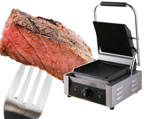 1800W Commercial Chicken Wings Grill, Electric Sandwich Panini Maker, 9.4X9 Heating Area, 50°C~300°C Adjustable Temperature,110V