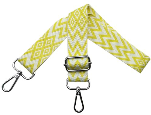 Taschengurte zum Wechseln, Verstellbarer Schultergurt für Taschen, Taschengurt Breit 3.8cm Schulterriemen mit Karabiner Silber, Umhängegurt für Damen Tragegurt Taschen DIY, Gelb, X32
