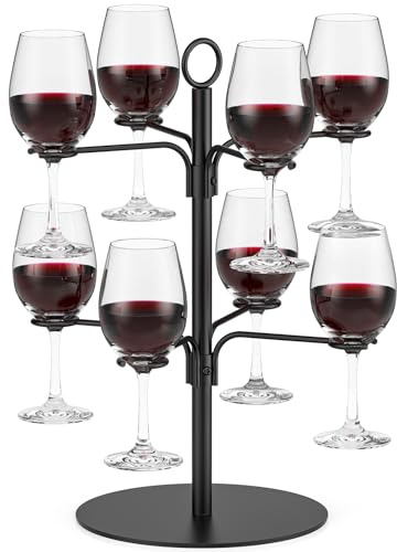 TJ.MOREE Drinks Tower for 8 Glasses - Aperol Tree, Serving Tree for Cocktails - Birthday Gift for Women, Aperol Gift, Sarti Pink Aperitif, Cocktail Tree Stand, Champagne Tower (Black)