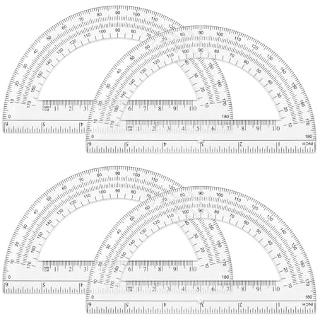 Clear Plastic Protractor Set – 4-Pack 180° Math Geometry Protractors