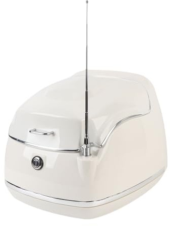 Asixxsix Motorrad-Top-Box, 38L Roller Motorräder Universal-Aufbewahrung Stamm mit Rückenlehne, wasserdichte Gepäck Helm Box mit Sicherheits Schloss für Helm, Reise Ausrüstung (White)