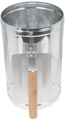 TOYZFRIENDY Accenditore Carbonella Barbecue in Metallo Antiruggine con Manico in Legno Sicuro Accensione Rapida Forno per BBQ Esterni Campeggio e Giardino