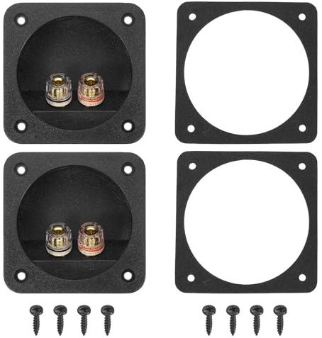 sourcing map 2Pcs 2.68 Inch Speaker Box Terminal Cup, 2-Way ABS Subwoofer Plug Connector Double Binding Posts Spring Loaded Jack for Car Stereo Speaker Wires Sub Box