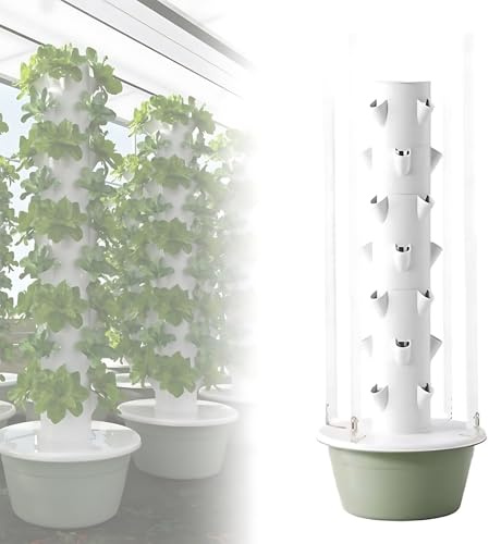 Hydroponics Growing System Tower with LED Grow Lights, Pump and Movable Water Tank for Indoor Vertical Gardening
