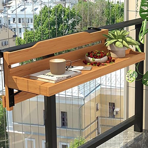 Tavolo sospeso per Balcone, Tavolo da terrazza Regolabile sospeso, Tavolo da Balcone Pieghevole, tavolino Laterale da Parete, Piccolo Tavolo Pieghevole salvaspazio da Parete, Tavolo con Ring