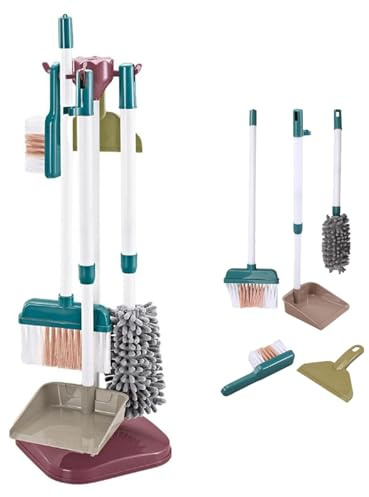 Uanqfegy Kids Pretend Play Cleaning Set, 5PCS Toy Sweeping Brush and Dustpan for Toddlers