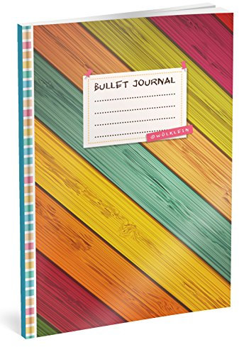 Bullet Journal: Punktraster Notizbuch (Ca. A5) + 100 Seiten + Vintage Softcover | TOP Motiv: Bunte Bretter | Dot Grid Journal, Kalligraphie Übungsheft, Punktpapier +++ Jetzt mit Register +++