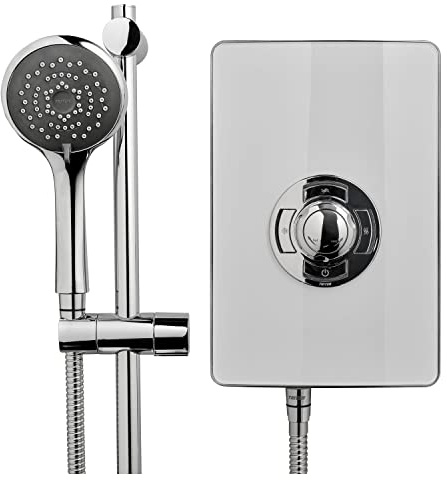 Triton Aspirante 9.5KW Gloss White Electric Shower Includes 3 Mode Head + Riser