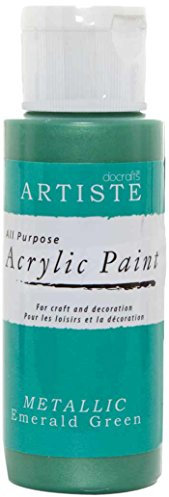 Artiste Acrylic Paint 59ml 2Oz Metallic Emerald Green, Quick-Drying Professional Art, Craft And Hobby Artists Paint, Vibrant Colour, Water-Based Paints Cover All Surfaces With Ease, Ideal For Travel Artists