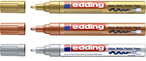 EDDING 750 Lackmarker 3er Sparpaket | 9 Farben & Sortierte zur Auswahl! (3er Set, Sortiert Metallic)