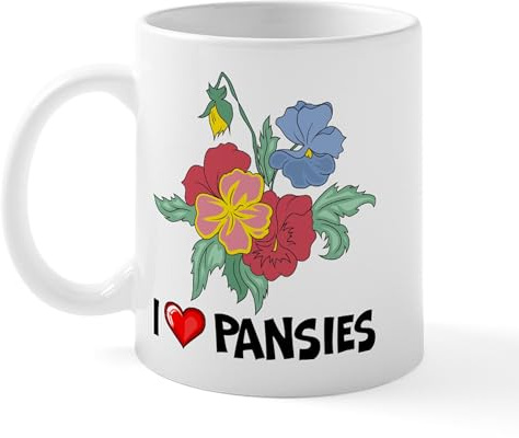 CafePress I Love Pansies Mug 11 oz (325 ml) Ceramic Coffee Mug