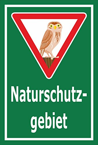 Melis-Folienwerkstatt Schild Naturschutzgebiet mit Eule – 30x20 cm – 3mm Aluverbund – mehrere Größen/Materialien