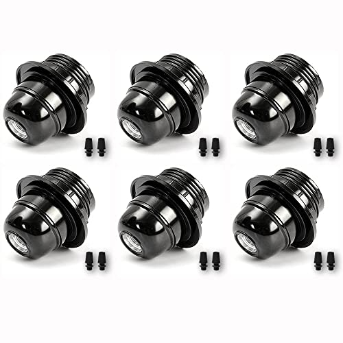 6x Vintage Edison E27 Lampenfassung - Modern Industrielle Schwarz Leichte Bakelit Fassung Harte Schale Lampenhalter DIY Lampenzubehöre für ersetzen Lampensockel & Retro Beleuchtung