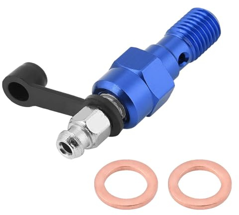 Banjo Bolt Bleed Schraube,M10x1.0mm Motorrad Hauptbremszylinder Bremssattel Entlüftungsschraube Nippel Hohlschraube und Staubkappe(Blue)