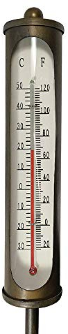 Gartenstecker mit Thermometer Vintage-Stil Eisen Braun Gartenthermometer 115cm