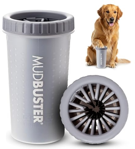 Dexas MudBuster, Pulisci zampe portatile per le zampe dei cani, formato grande, colore grigio chiaro