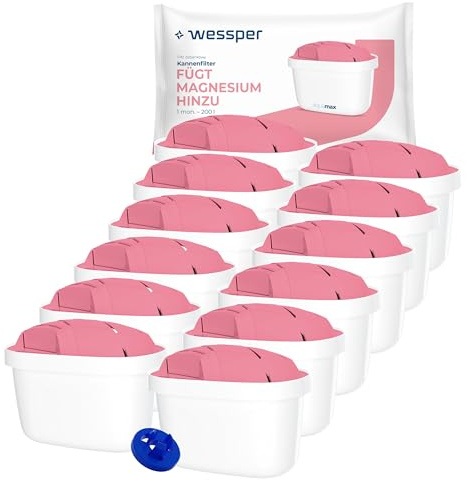 Wessper Wasserfilter Magnesium 12 Stück | Ersatz für Dafi Unimax Aquaphor A5 BRITA Maxtra+ PHILIPS AWP212/10 Wasserfilter-Kanne | Wasserfilterkartuschen Reduziert Chlor & Kalk | Reineres Wasser