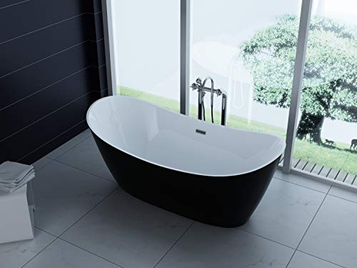 Luxus freistehende Badewanne 170cm Designer Acrylwanne-Wanne+Ablauf Überlauf