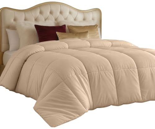 Utopia Bedding Ganzjahres-Steppdecke, 250 g/m², Plüsch, silikonisierte Faserfüllung, King Size, Beige