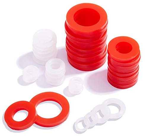 Litorange 190 PCS anelli misti in silicone guarnizione rondelle, realizzati in silicone morbido(migliore tenuta rispetto alla gomma)utilizzato per3/4,1/2,3/8,1/4,1/8raccordi per tubi da giardino