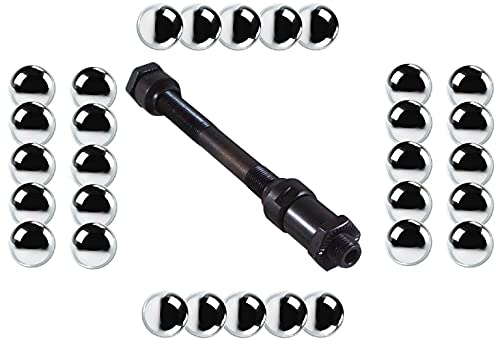 cyclingcolors Fahrrad HINTERRADACHSE 10mm x 145 mm mit konus und Sechskantmutter + 30x Kugeln 6.35mm 1/4 Zoll Achse HOHL NABEN HINTERRAD rennrad MTB