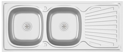 vidaXL Kitchen Sink with Double Sinks Silver 1200x600x155 mm Stainless