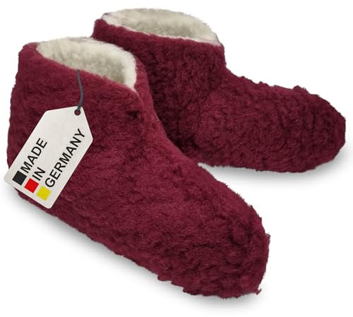 MYNE Bettschuhe IamFlauschi Hot Bordeaux Größe 38/39 - Kuschelig Warme Hausschuhe aus Schafwolle - Hüttenschuhe für Damen und Herren
