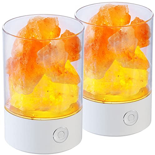 2 lampes de table LED RVB avec cristaux de sel naturels [Lunartec]