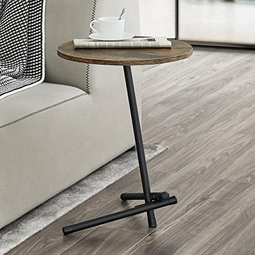 [en.casa] Mesa Auxiliar Mesa Baja Redonda Mesita de Té Café Mesa de Salón Sofá Dormitorio máx. 15 kg MDF/Metal 55 x Ø 40 cm - Efecto Madera Tono Oscuro