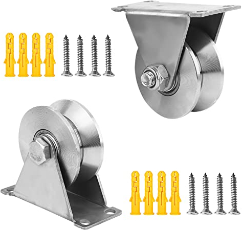 2 pezzi V-Puleggia con Carrucola, 48mm Puleggia con a Cuscinetti, Carrucola Carrucole Piccola in Acciaio Inossidabile, Capacità di Carico 180kg per Puleggia, per Funi, Funi Metalliche