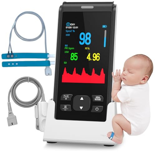 HOLFENRY Handheld Pulse Oximeter for Baby&Adult,Infant Pulse Oximeter Fingertip Rechargeable with Continuous Monitor&Alarm, Infant Oxygen Monitor Fingertip