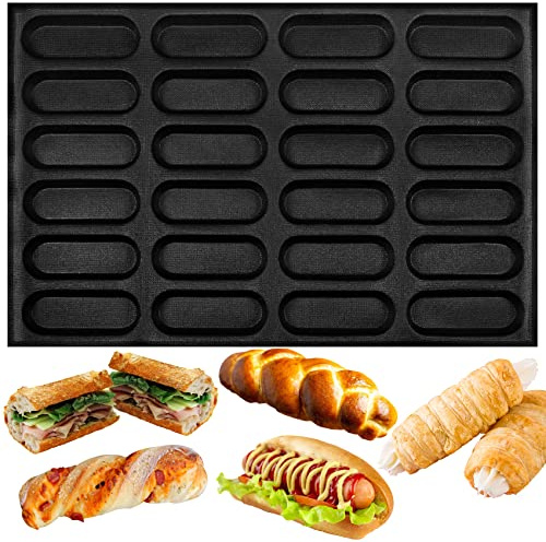 musykrafties Silikonform Baguette-Tablett für 24 Kasten für französisches Brötchen und Brotbacken Backform 112 x 47 x 18 mm
