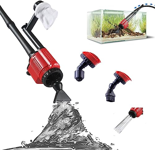 Yaasier Elektrisch Aquarium Mulmsauger Reiniger Sand Kies, 6 in 1 Fischbehälter Staubsauger Kiesreiniger Siphon für Aquarien Wasserwechsel, Schmutzreinigung+Sandreiniger+ Fischtrümmerreiniger
