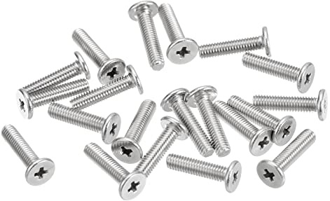 sourcing map M3-0.5 x 12mm Phillips Flachkopfschrauben 20 Stück Flache Rundkopfschrauben 304 Edelstahl Kreuzschlitz Antrieb Maschinenschrauben Hardware Verschluss für Möbel Verbindung