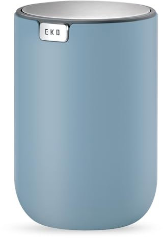 EKO Mini poubelle de bureau avec couvercle basculant, petite table ronde de 2 l pour bureau, maison, voiture (bleu)