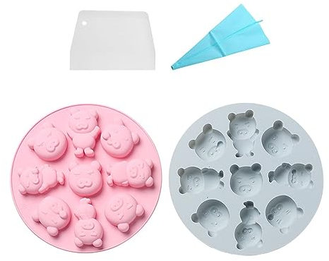 Stareal 2er-Pack Piggy Cake Silikon-Backformen, Schokoladenformen, 9 Mulden, BPA-freie Mini-Kuchen-Dampfformen, Wiederverwendbare Formen Für Pudding, Gelee, Kekse, Eiswürfelformen, Kuchen