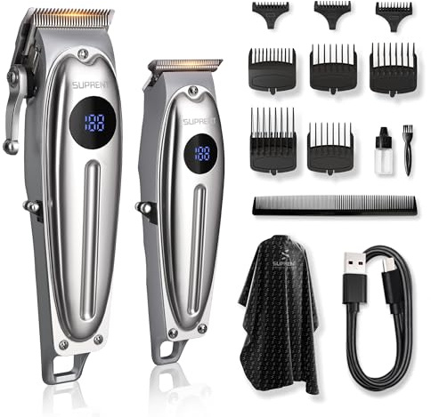 SUPRENT Professional Rechargeable Hair Clipper-Hair Clippers for Men, Cordless Hair Cutting Kit with LED Display
