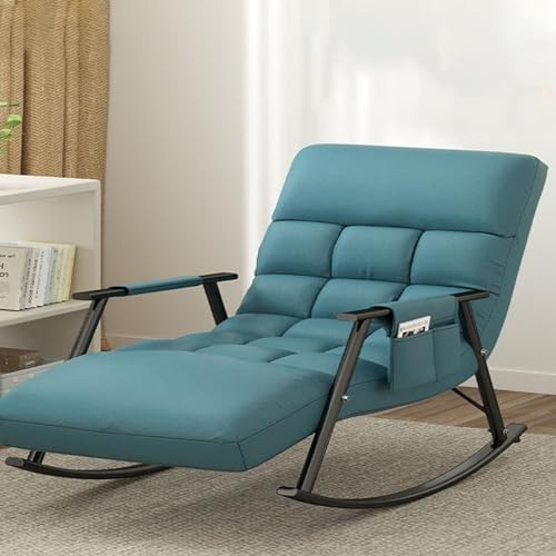 Schaukelstuhl wohnzimmer Sessel Relaxsessel Schaukelsessel ，Schaukelstuhl ,Für Terrasse, Hinterhof, Balkon, Veranda, Fußstütze Metallgestell , Belastbarkeit 150kg ,55*96cm，gepolstert, Creme ( Color :