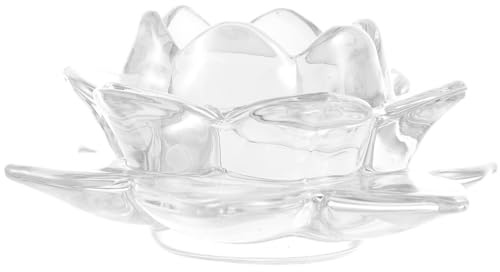 Cabilock Glas-kerzenhalter in Lotusform Buddhistischer Kerzenständer Kerzenhalter Für Zuhause Schreibtisch-Ornament Kristalldekoration Buddhistische Figur Lampensockelhalter