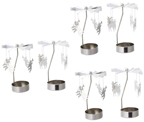 Alipis 6stücke Rotierender Kerzenständer Aus Metall Mit Engel Und Rentier- Für Hochzeiten Weihnachten Tischdekoration Elegante Tischleuchte Für Zuhause Und Veranstaltungen