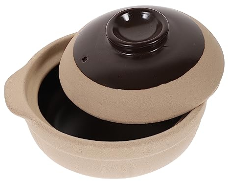 Alipis Olla De Barro Para Estofado 750ml, Cazuela Cerámica Sin Esmaltar, Resistente Al Fuego y Altas Temperaturas, Para Uso Doméstico En Cocina De Gas, Adecuado Para Guisar y Preparar Sopa, 1 Persona